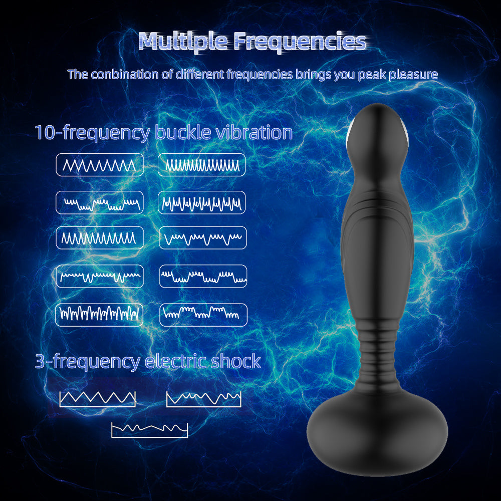 Liquid Silicone Wearable With Remote 10 Modes Recharge Pulling Butt Plug Dildo Mute Toy For Women Men-Black