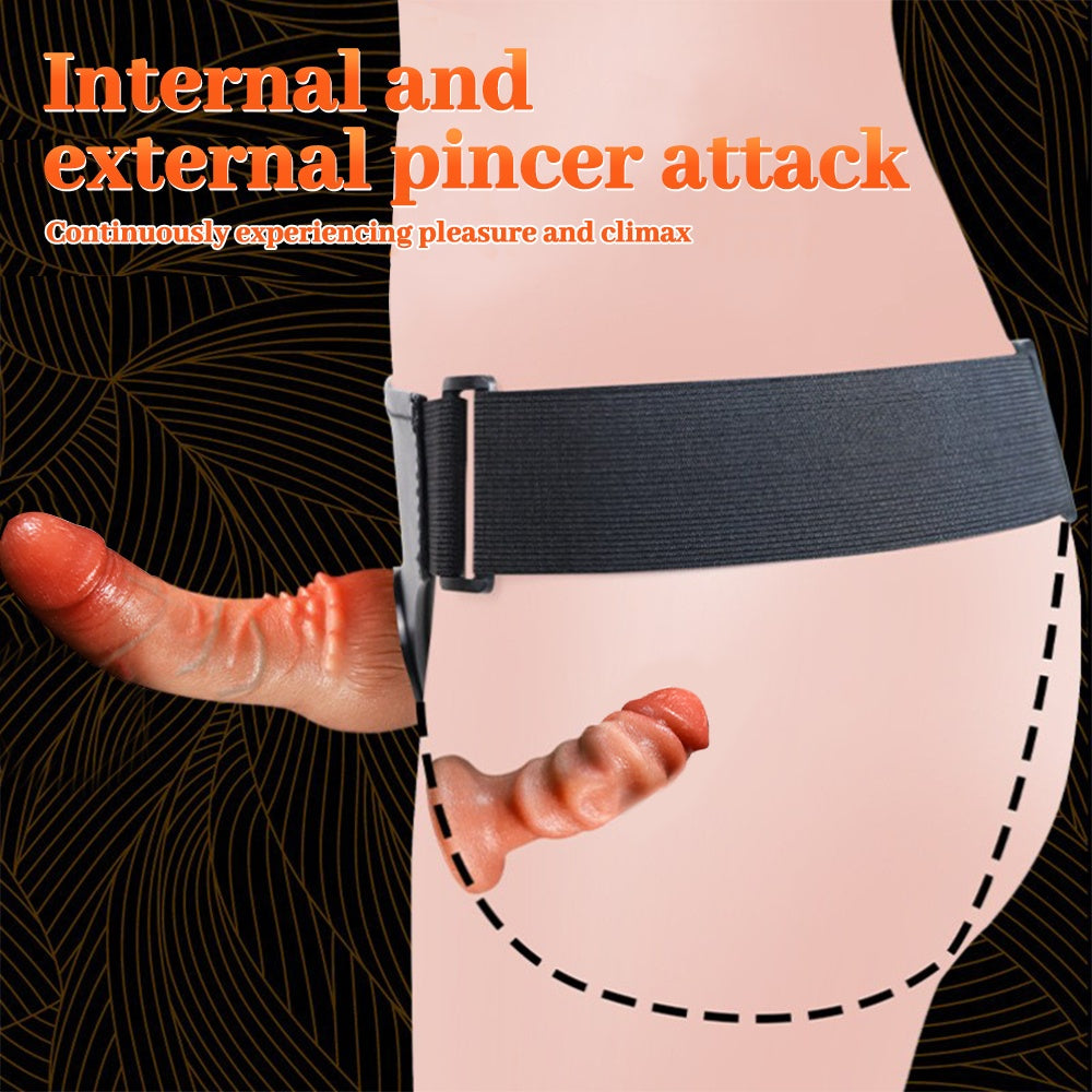 Honeypleasures Lesbian Female On Female Vibrating Strap On Double Dildo For Woman Self Sex And Double Penetration Flesh