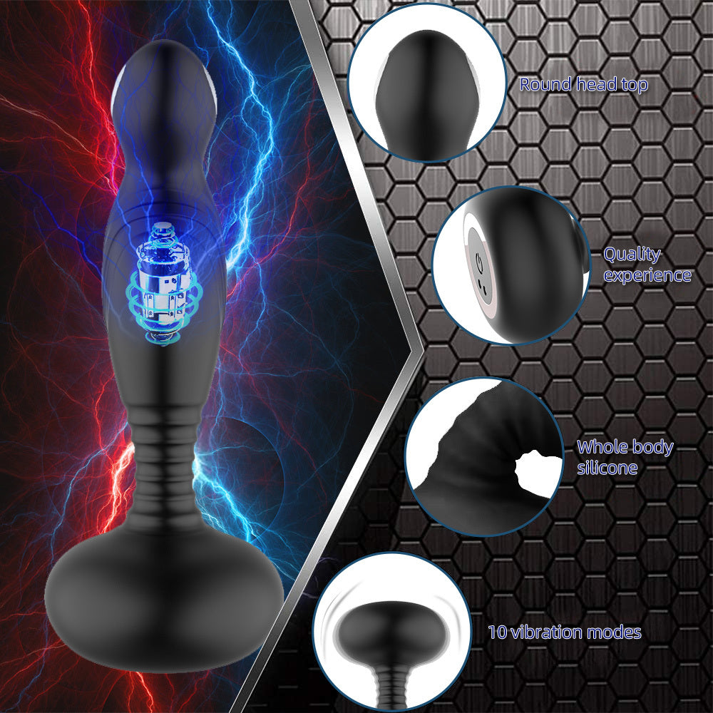 Liquid Silicone Wearable With Remote 10 Modes Recharge Pulling Butt Plug Dildo Mute Toy For Women Men-Black
